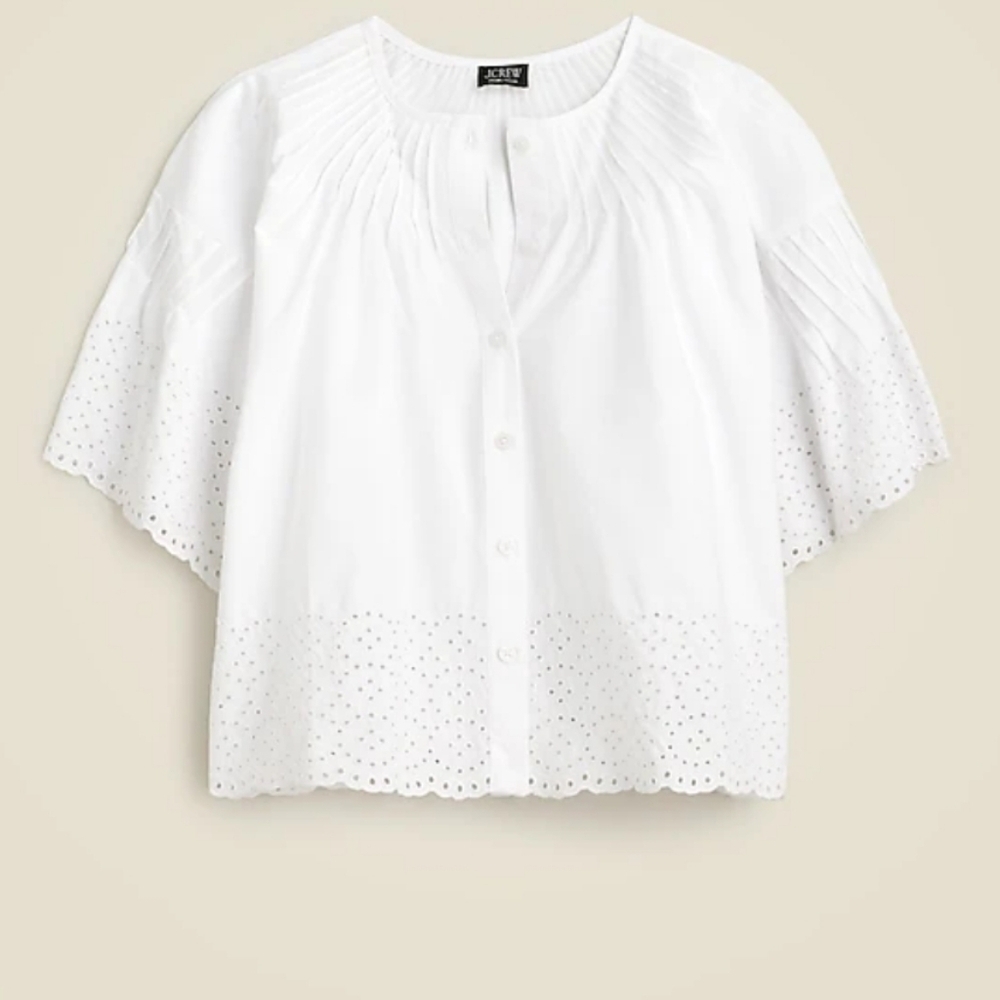 J Crew Jolie top in eyelet cotton poplin CA974 NWT XS - Picture 4 of 8